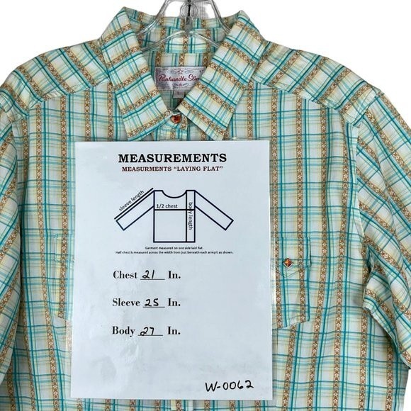 Panhandle Slim Women’s L Western Snap-Button Shirt – Green Plaid, NWT - Picture 4 of 11